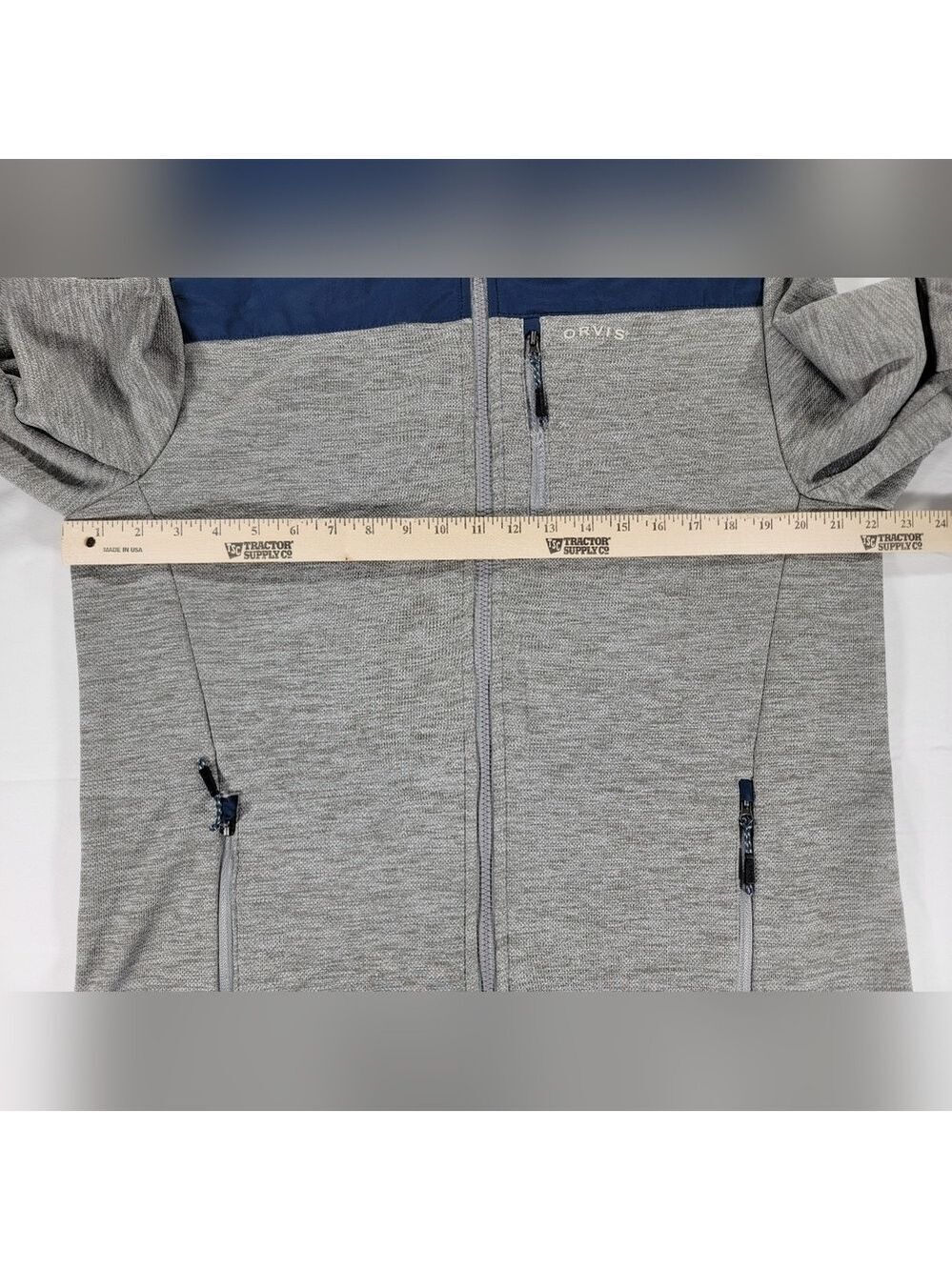 ORVIS Mens Bonded Mesh Fleece Full Zip Jacket Medium Gray Blue Sprin Mid Weight - Picture 5 of 11